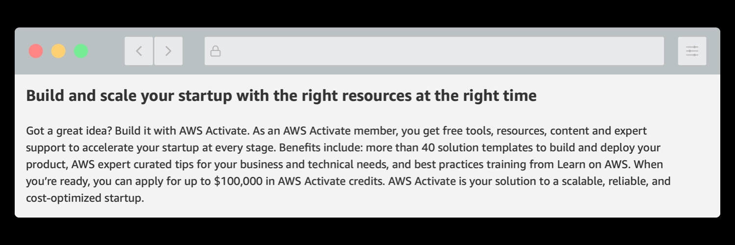 AWS credits for startup